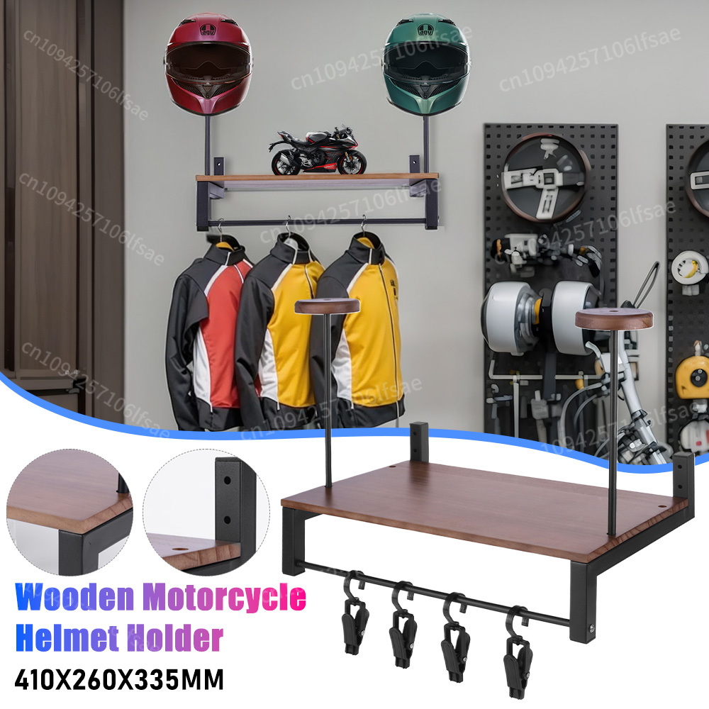Motorcycle Gear Display Rack - Houten displayrek voor motorfietsaccessoire Wandmontage Helmhanger