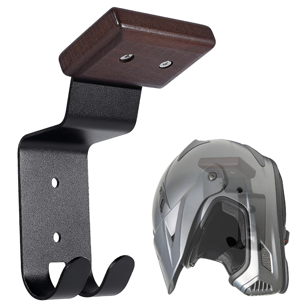 Motorcycle Gear Display Rack - Zwarte motorhelmhouder Helm wandmontage uitrustingsrek Houten