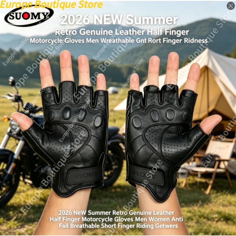 Motorcycle Gear Gloves - Retro motorhandschoenen met halve vingers, echt