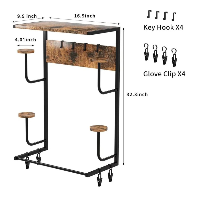 Motorcycle Gear Display Rack - Wandbevestiging voor motorhelm in houtkleur met