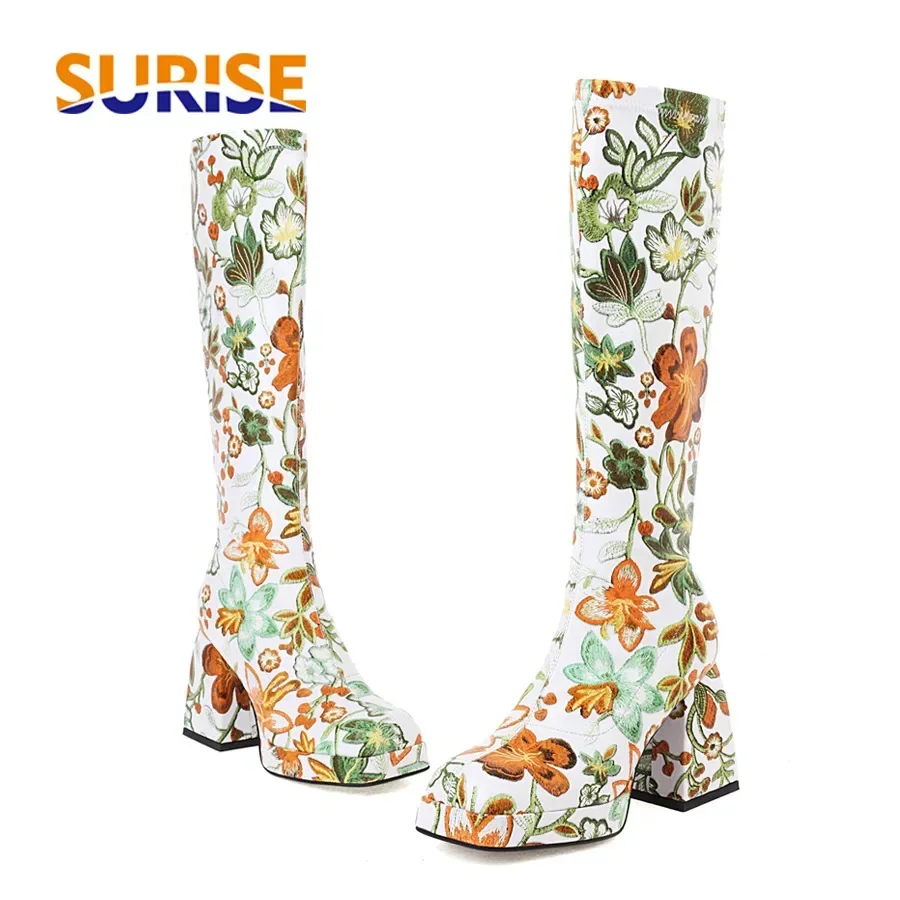Riding Boot Short - Winter Dames Kniehoge Platform Laarzen Groen