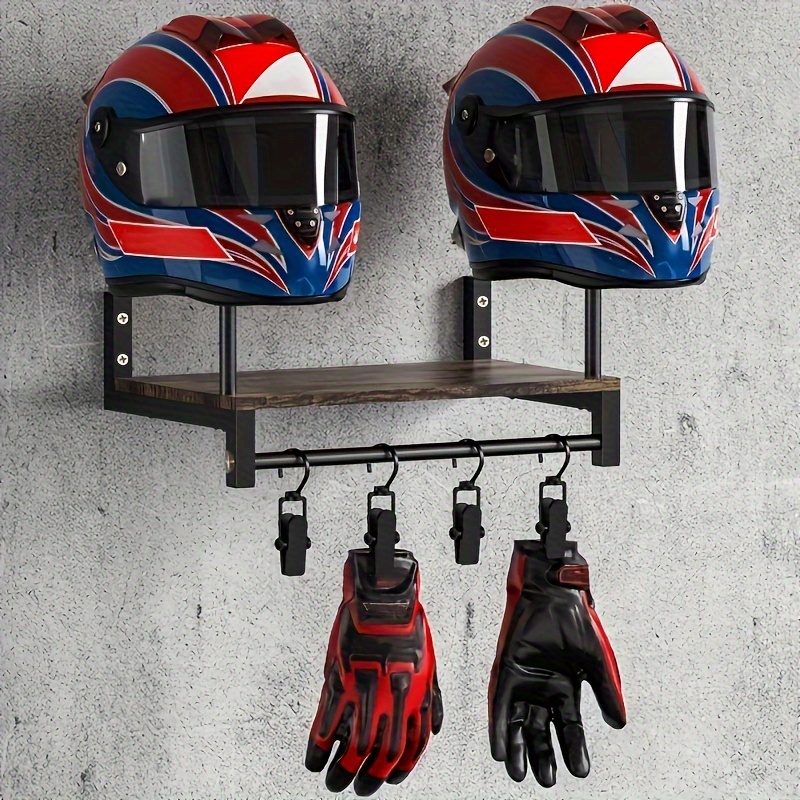Motorcycle Gear Display Rack - Wandgemonteerd displayrek voor motorhelmen en -uitrusting