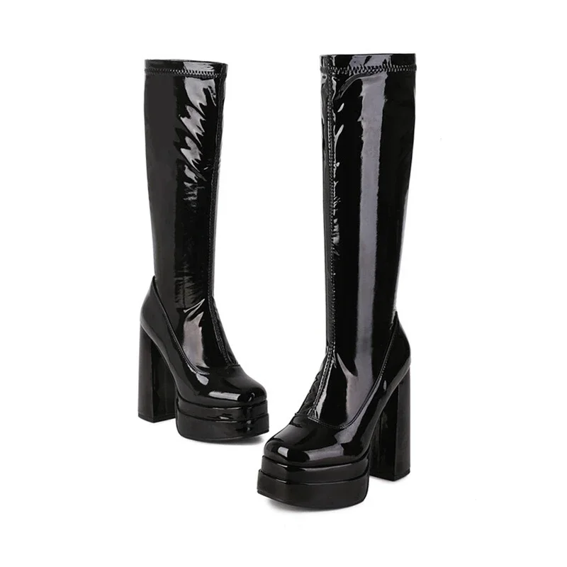 Riding Boot Short - Knie Hoge Laarzen Vrouwen Lakleer super