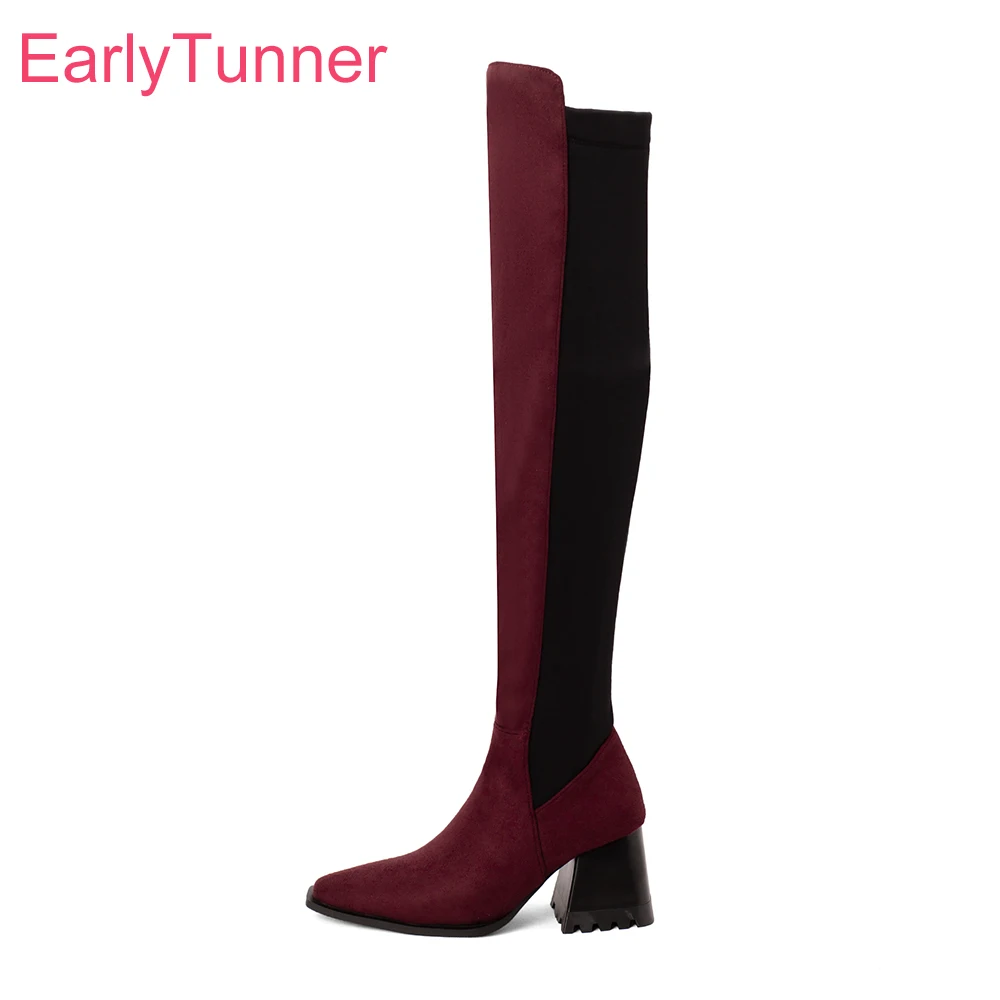 Riding Boot Short - Nieuwe Winter Glamour Wijnrood Zwart Vrouwen