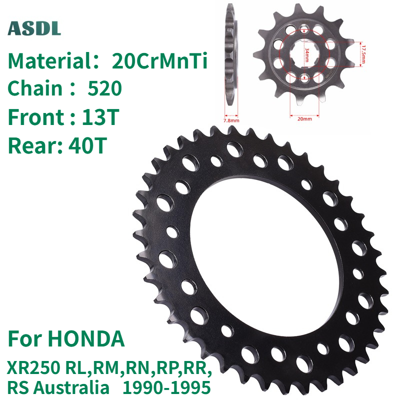 Motorcycle Gear Australia - 520 13T 40T motorfiets voor- en
