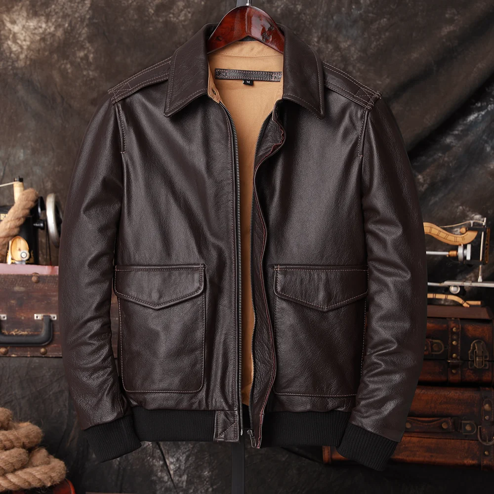 Riding Jacket Leather - Bomber A2 Pilot Echt Leren Jas