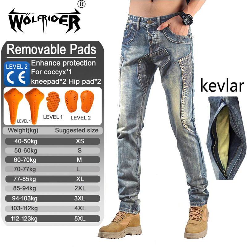 Motorcycle Gear Japan - Kevlar Motorjeans Heren Aramide Bescherming Broek
