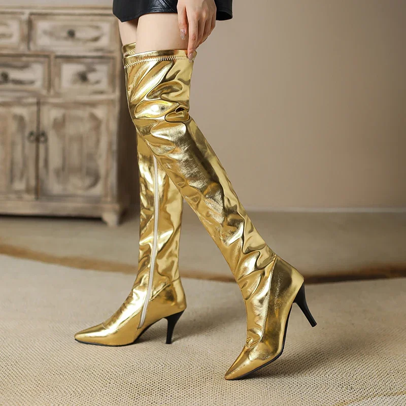 Vrouwen Dij Hoge Laarzen Zilve - Riding Boot Short recensie en prijs