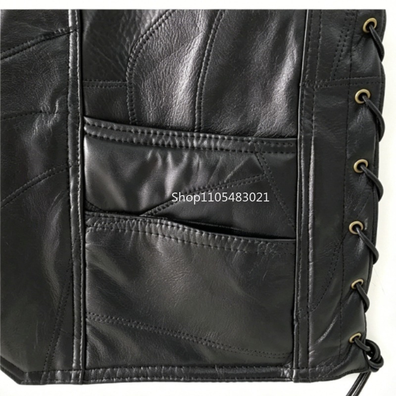 Zwart patchwork leren biker ve - Motorcycle Gear Vest recensie en prijs